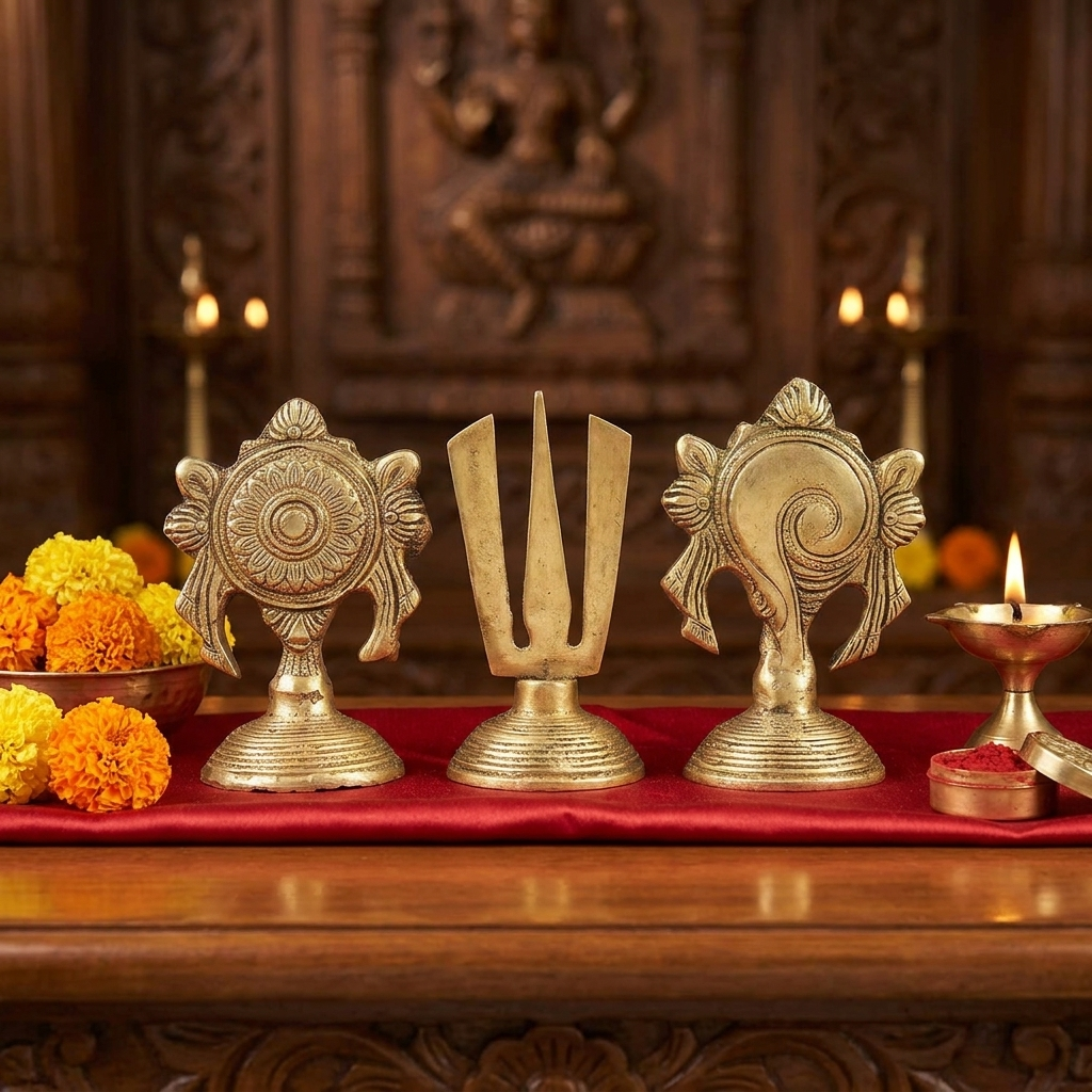 Shanku Chakra Namam Lord Vishnu Balaji Auspicious Holy Symbol Decor Set