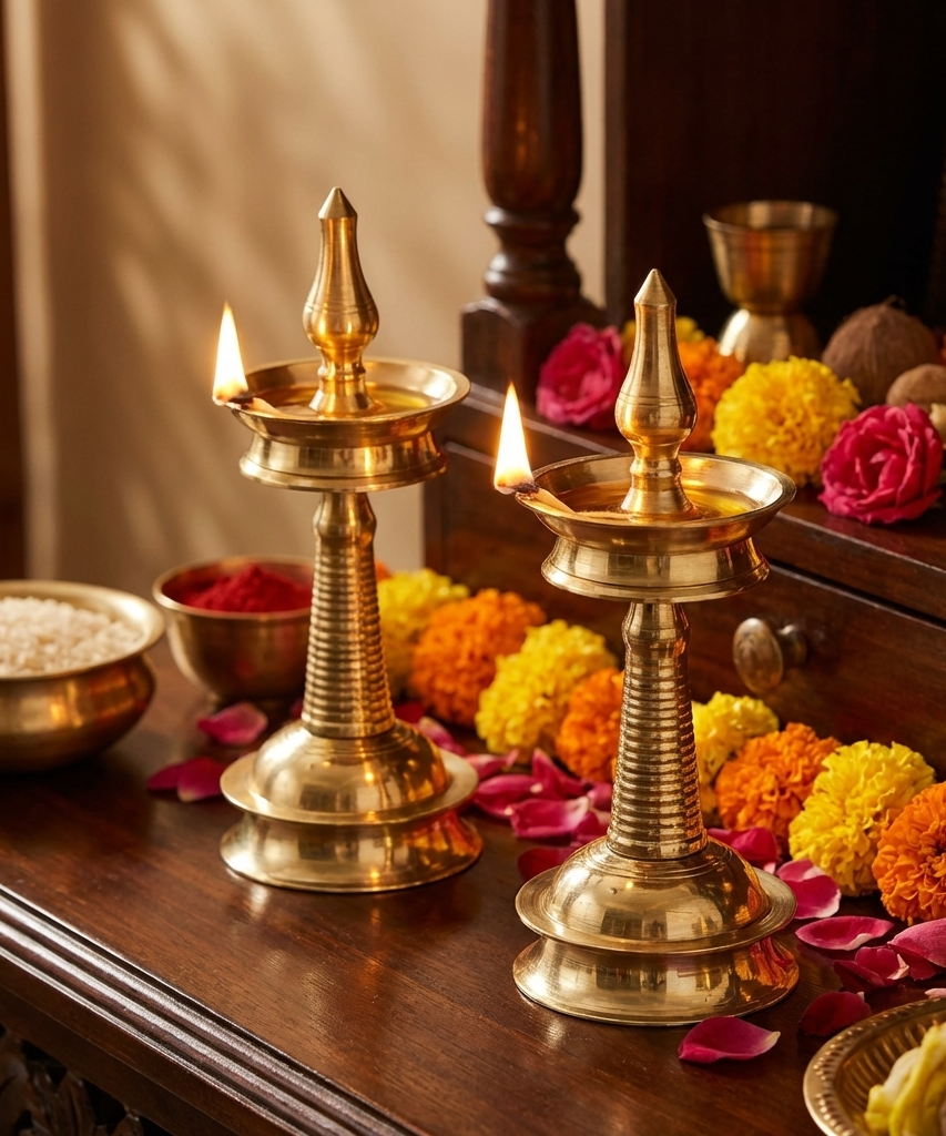 Brass Kerala nilavilakku Diya Traditional Lamps