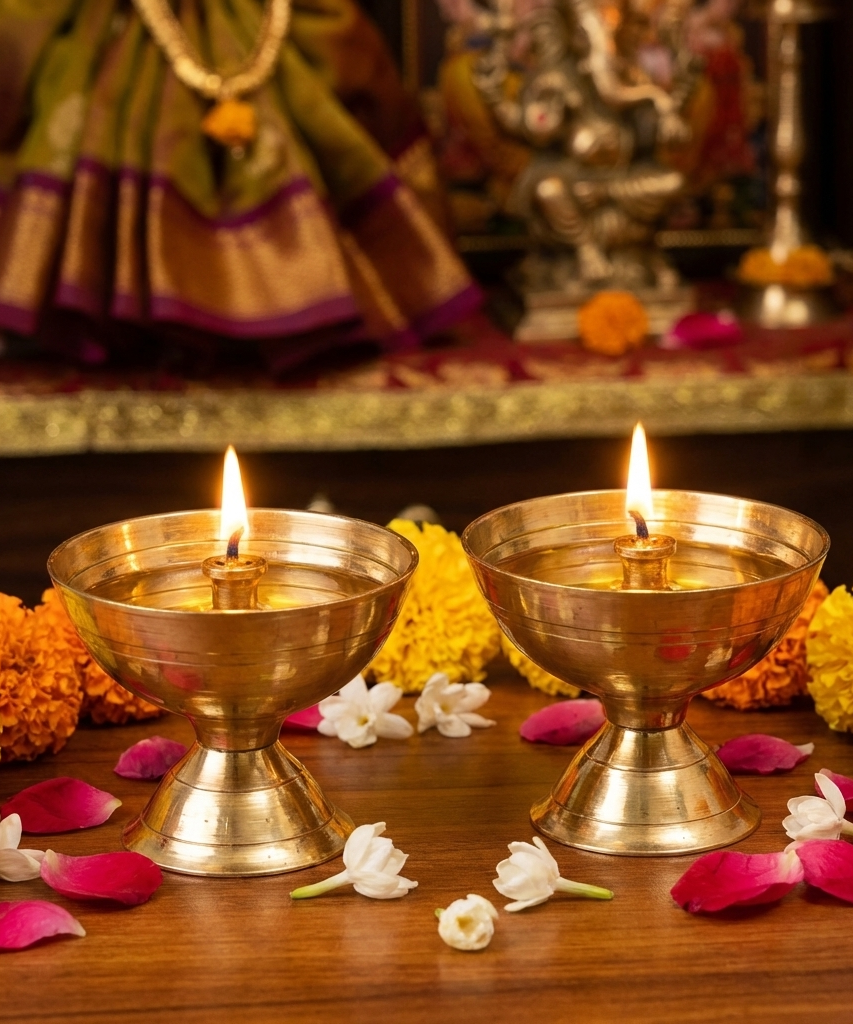 Brass Kamal Akhand Oil Lamp,Diwali diya