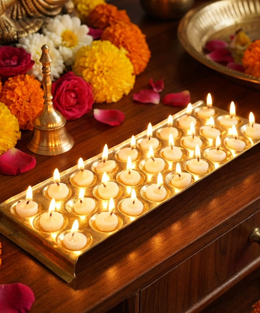 Rectangle Design Brass Ghee Diya Holder-300gm