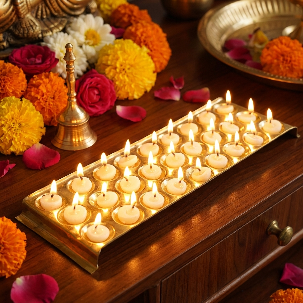 Rectangle Design Brass Ghee Diya Holder-300gm