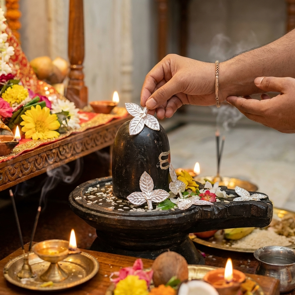 Silver Plated Puja Belpatra Leaves 108 Pieces
