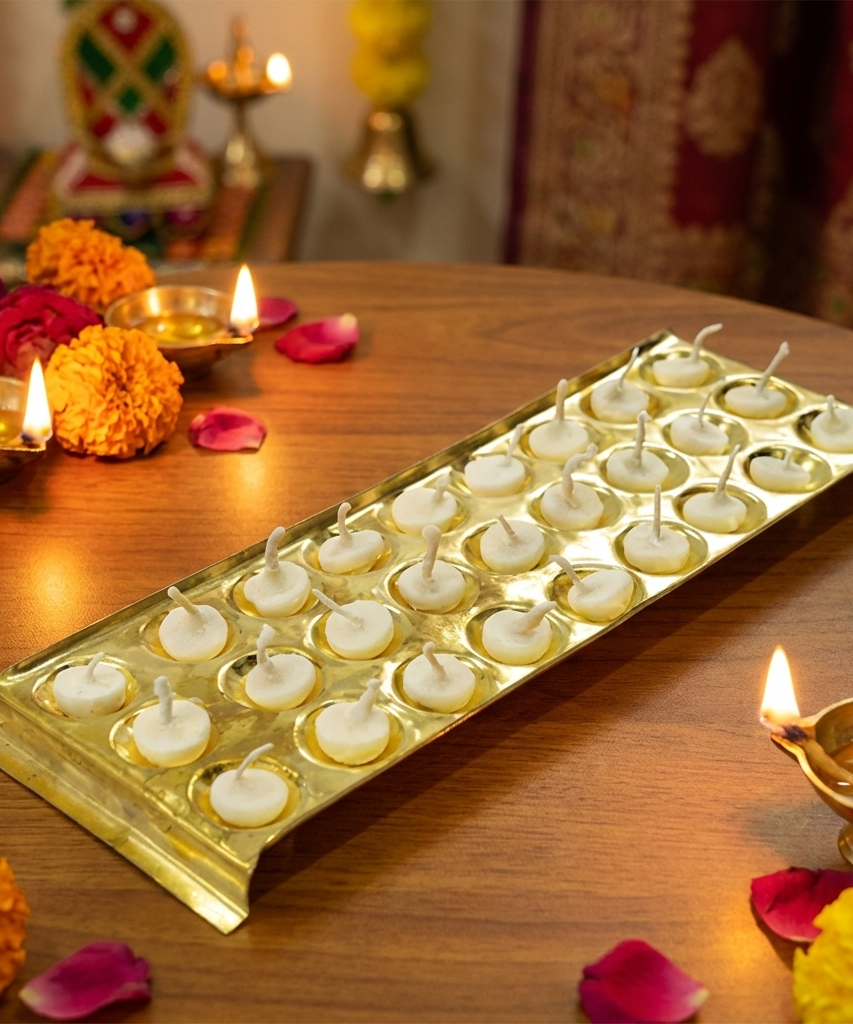 Rectangle Design Brass Ghee Diya Holder-300gm