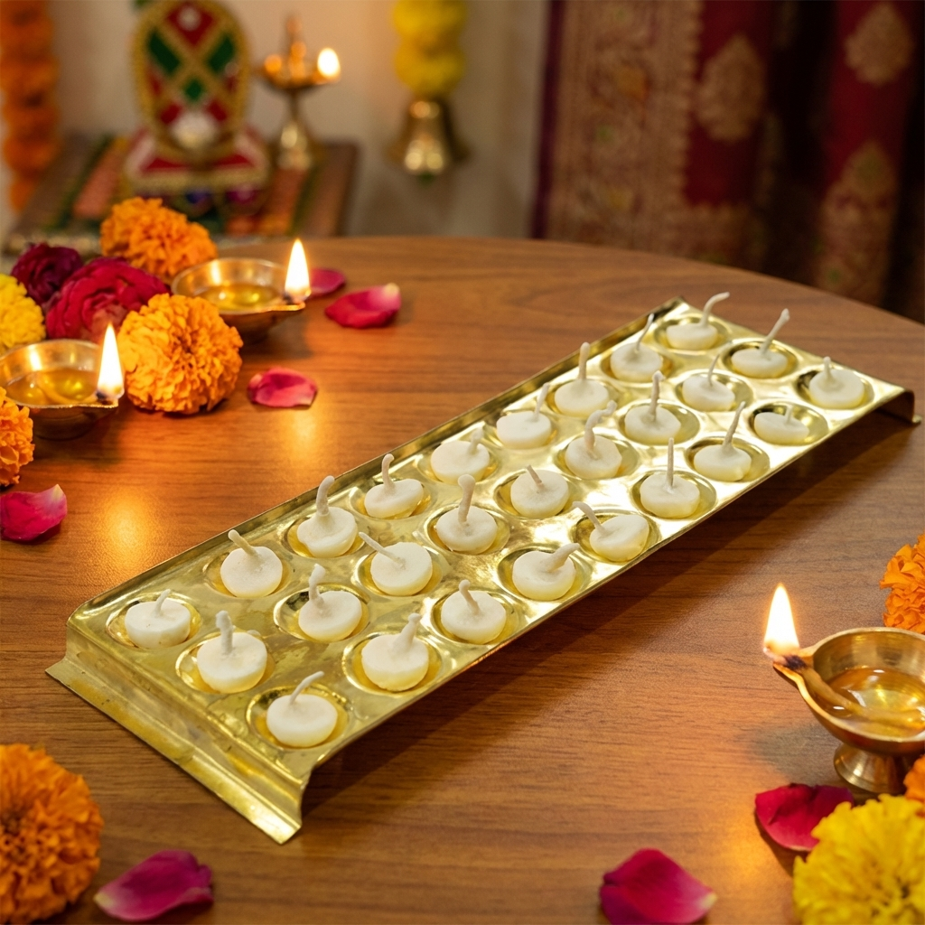 Rectangle Design Brass Ghee Diya Holder-300gm
