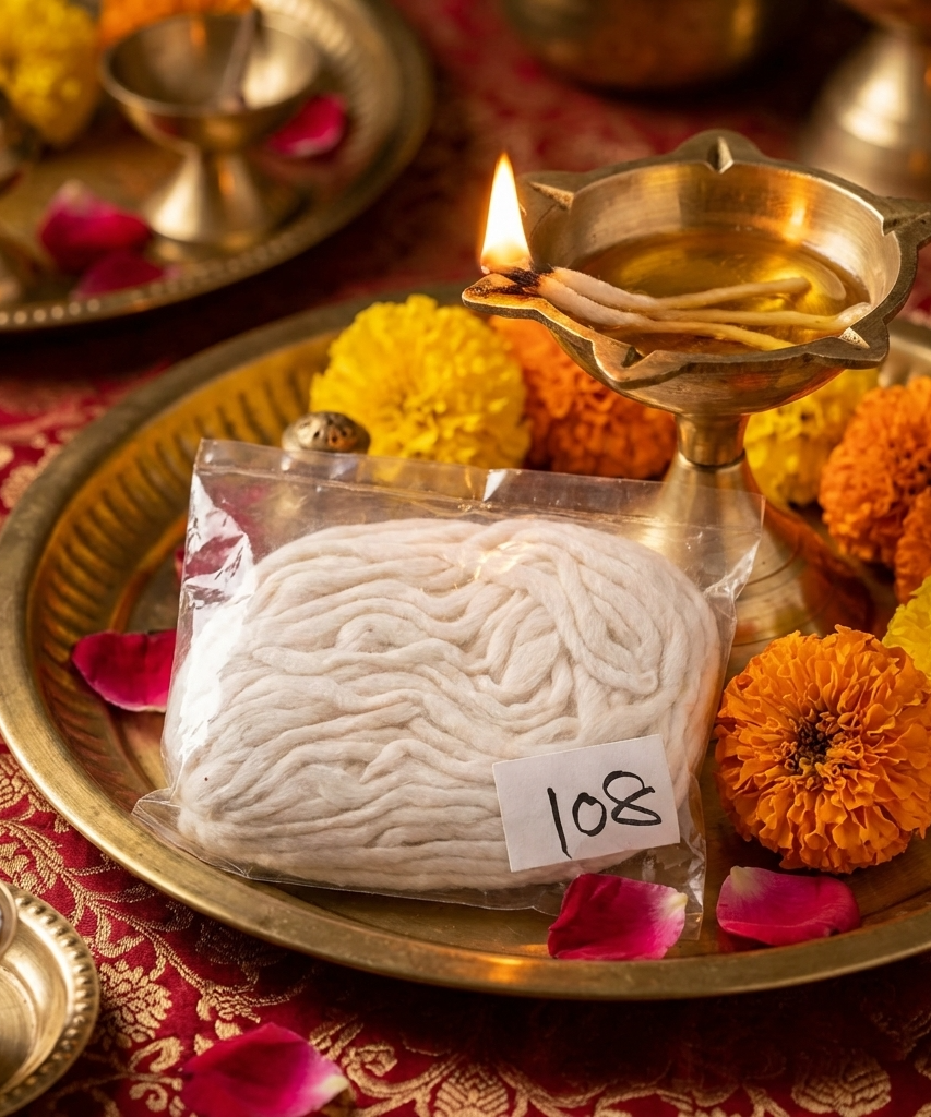 108 Vathulu- Karthika Masam Vathulu- 108 Cotton Wicks for Karthika Deepam Pooja (Pack of 5).