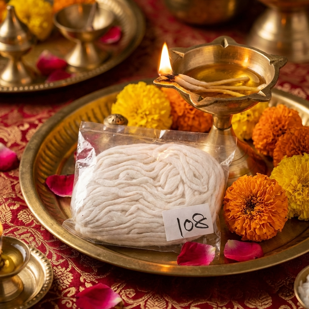 108 Vathulu- Karthika Masam Vathulu- 108 Cotton Wicks for Karthika Deepam Pooja (Pack of 5).