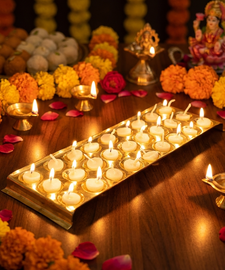 Rectangle Design Brass Ghee Diya Holder-300gm