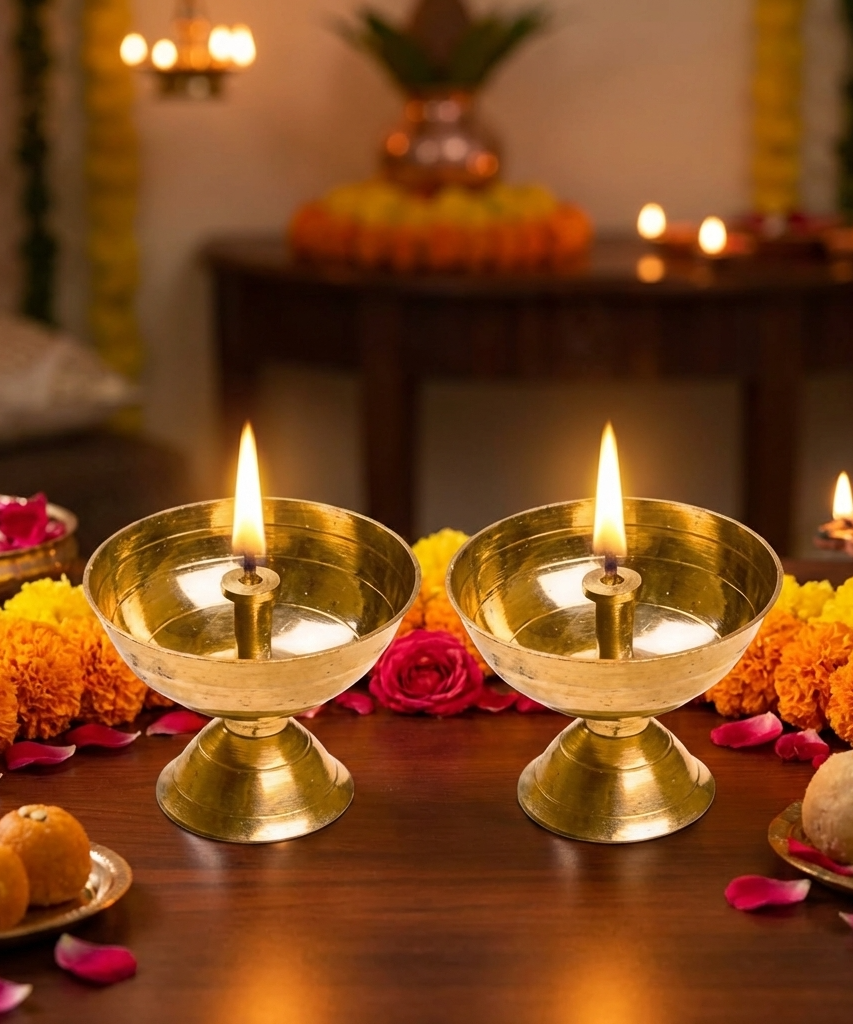 Brass Kamal Akhand Oil Lamp,Diwali diya