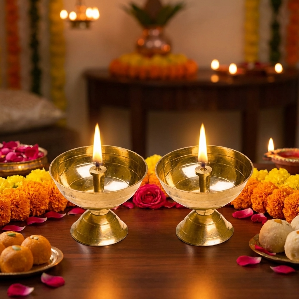 Brass Kamal Akhand Oil Lamp,Diwali diya