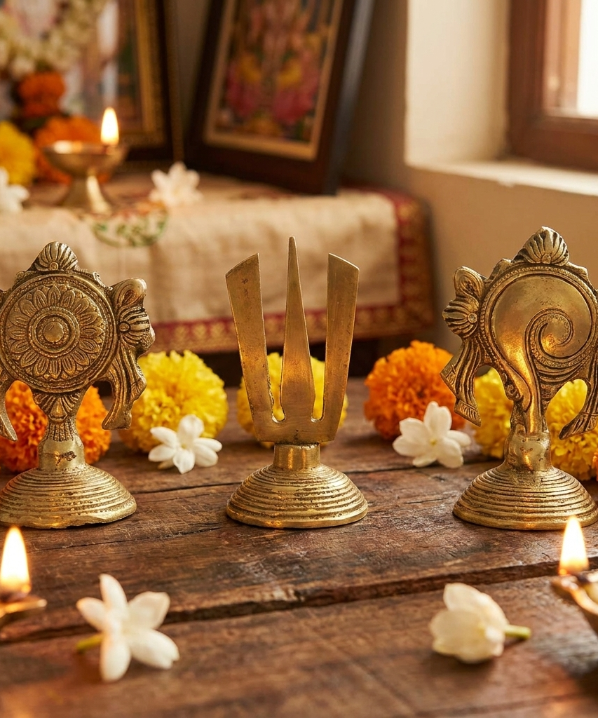 Shanku Chakra Namam Lord Vishnu Balaji Auspicious Holy Symbol Decor Set