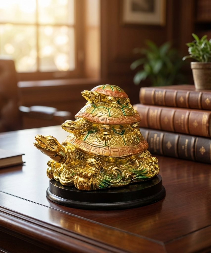 Triple Tortoise Turtle Family for Wealth