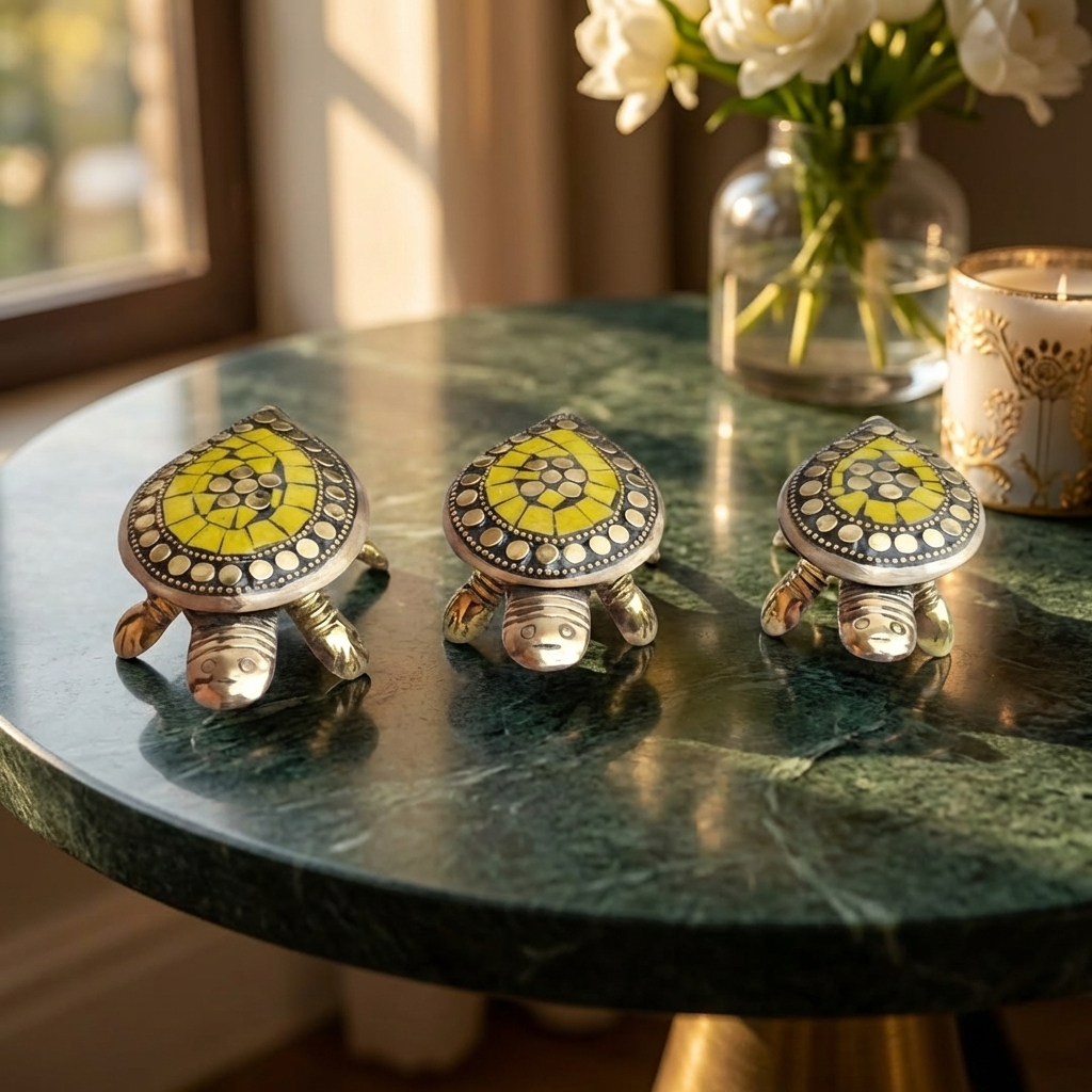 Feng Shui Brass Tortoise Wish Fulfilling Set with Secret Compartment – Pack of 3