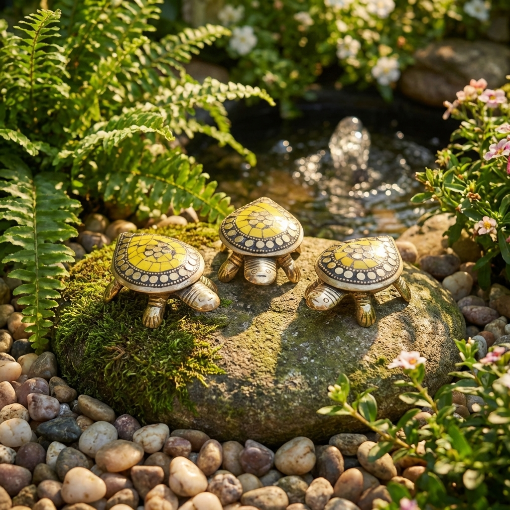 Feng Shui Brass Tortoise Wish Fulfilling Set with Secret Compartment – Pack of 3