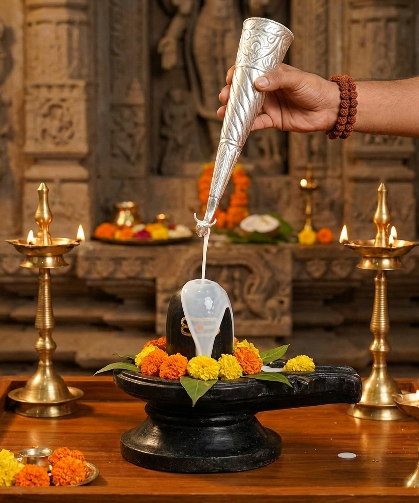 Silver Plated Gaumukhi Shringi for Rudrabhishek (Mediam)