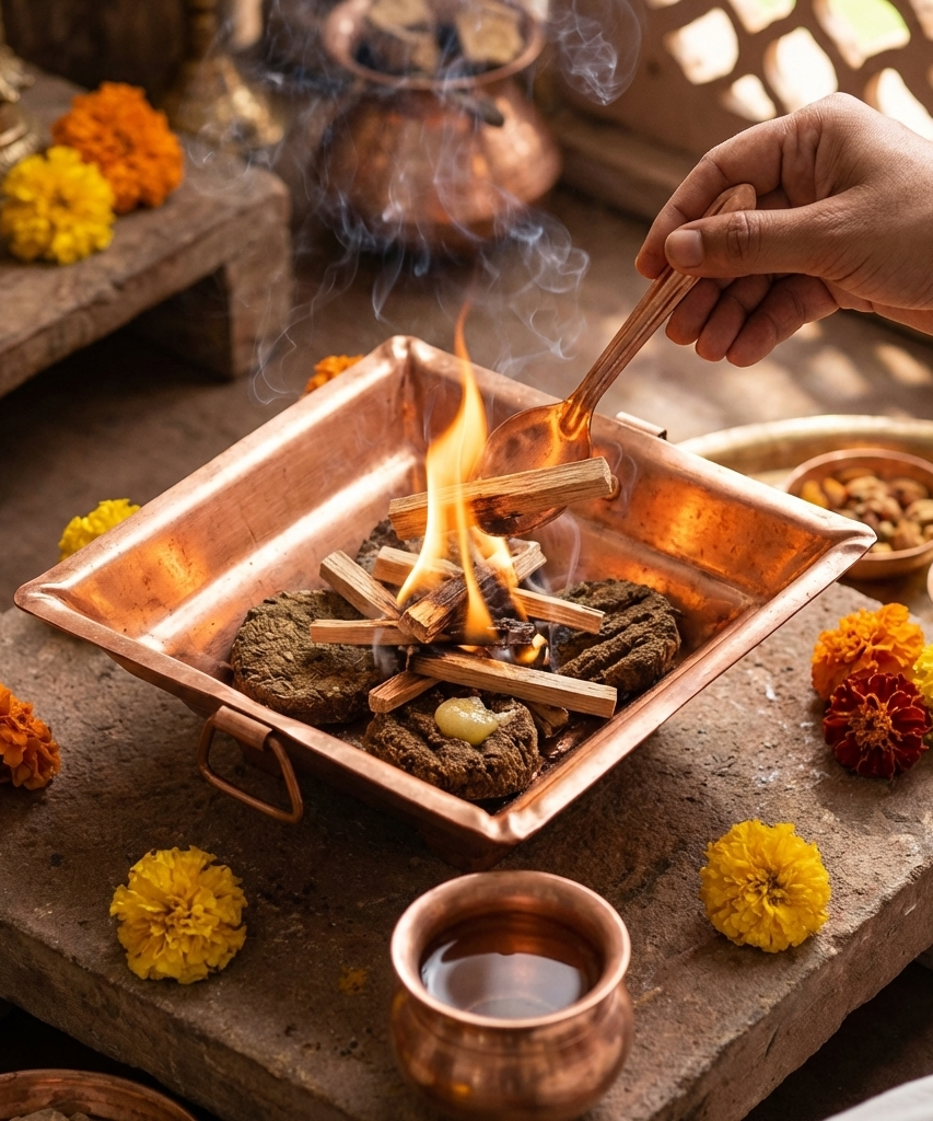 Pure Copper Havan Kund with Handle | Agnihotra Yagna Kund (17 × 17 × 7 cm, 250g)