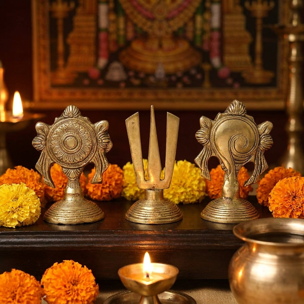 Shanku Chakra Namam Lord Vishnu Balaji Auspicious Holy Symbol Decor Set