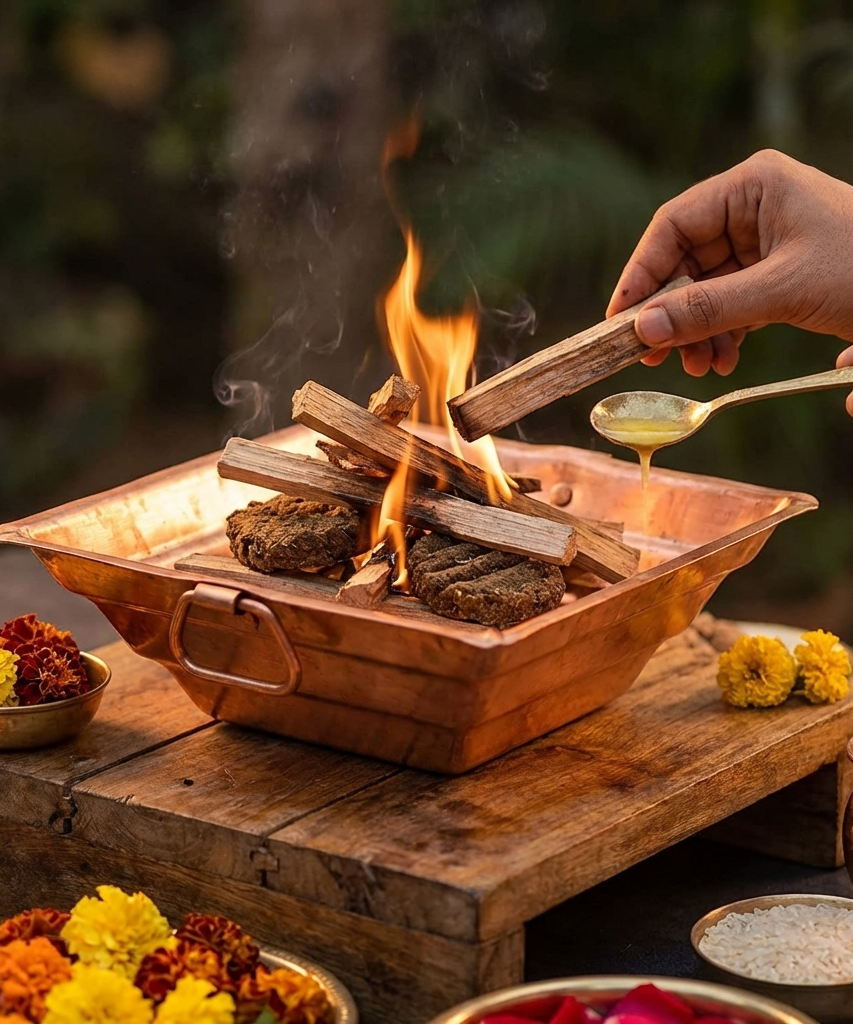 Pure Copper Havan Kund with Handle | Agnihotra Yagna Kund (17 × 17 × 7 cm, 250g)