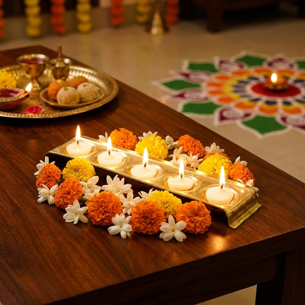 Rectangle Design Brass Ghee Diya Holder Small