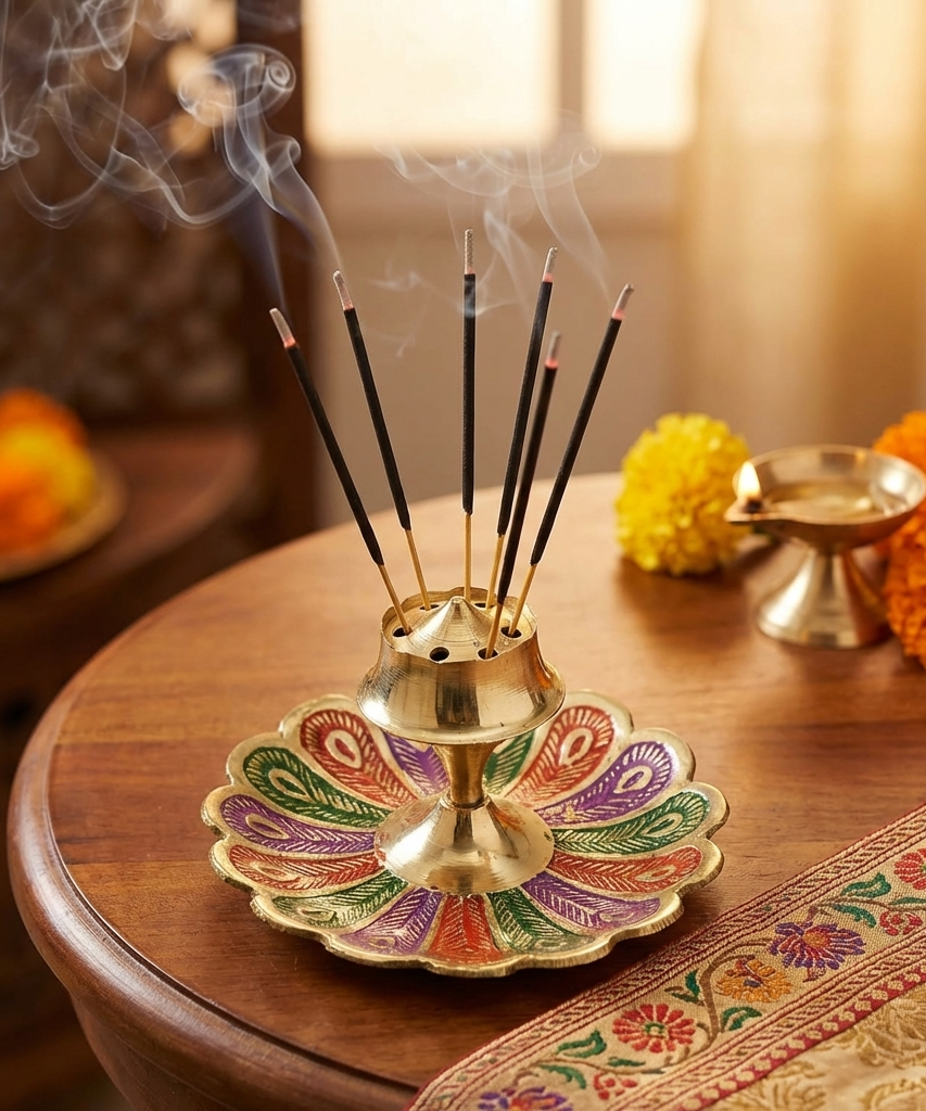 Brass Agarbatti Stand Incense,Agarbatti Holder for Pooja at Home, Office, Mandir, and Many More Spiritual Events