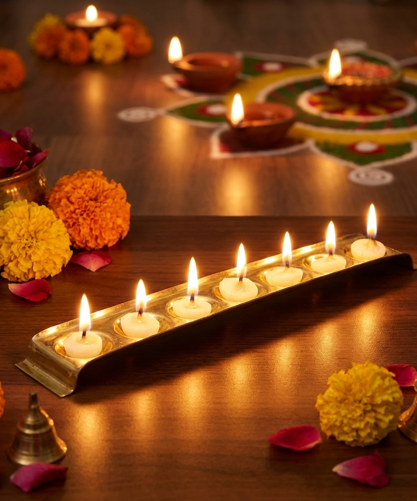 Brass Rectangular Ghee Diya Holder
