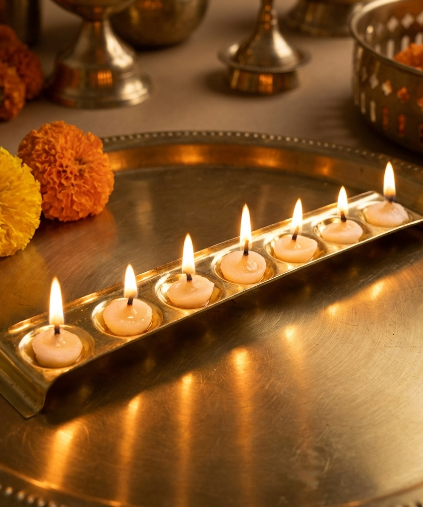 Brass Rectangular Ghee Diya Holder