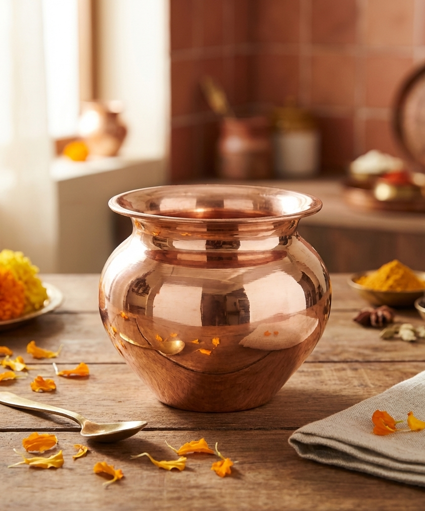 Copper Lota 500 ml & Copper Kalash for Pooja | Pure Copper Puja Lota Online
