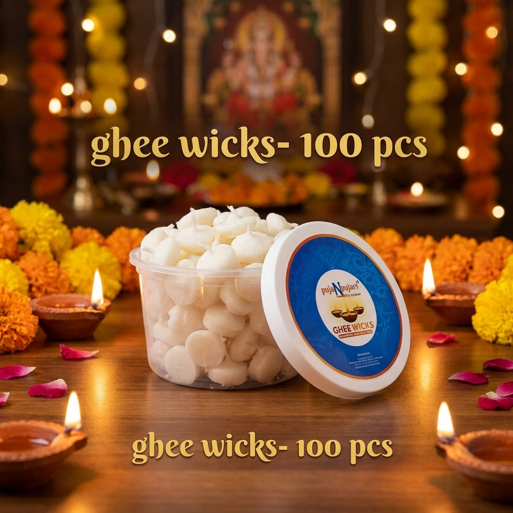 Readymade Ghee Wicks Diya Batti - 100 Pcs