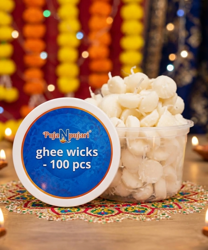 Readymade Ghee Wicks Diya Batti - 100 Pcs