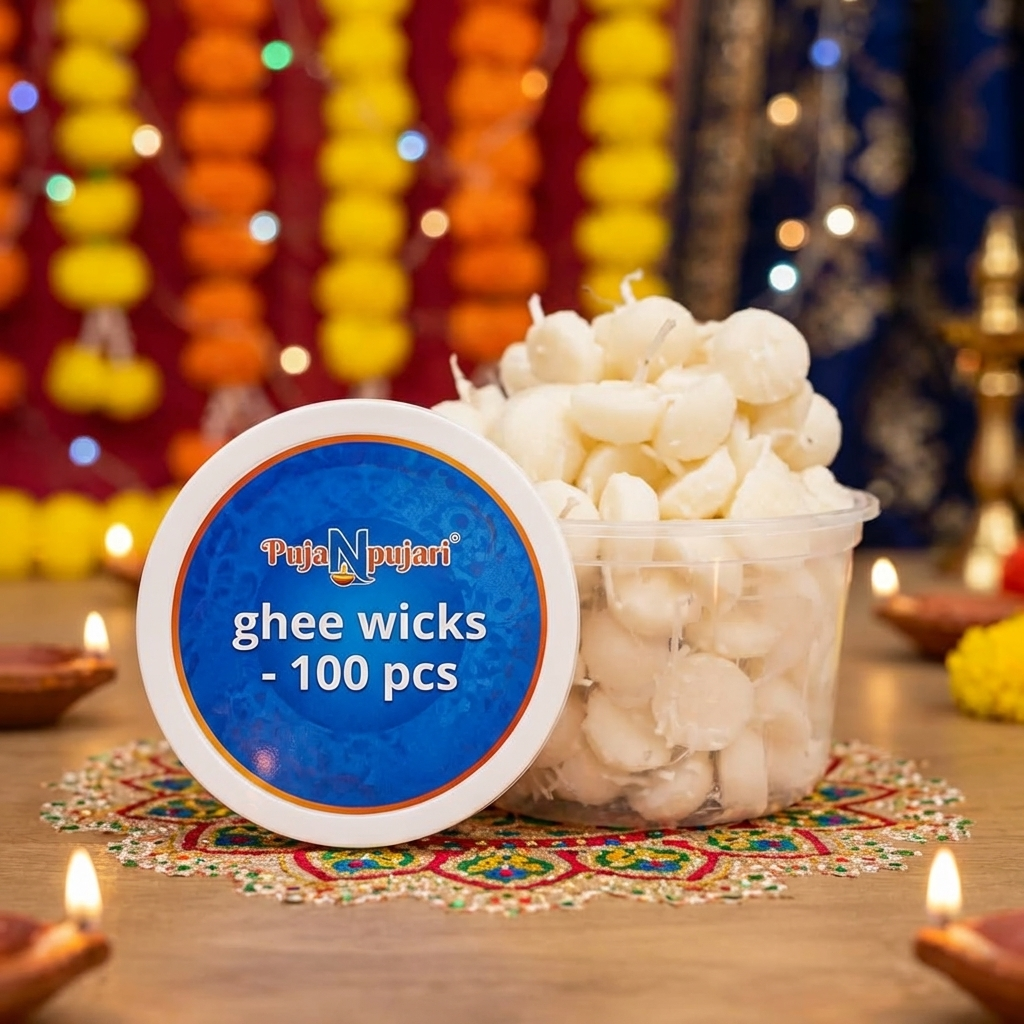 Readymade Ghee Wicks Diya Batti - 100 Pcs
