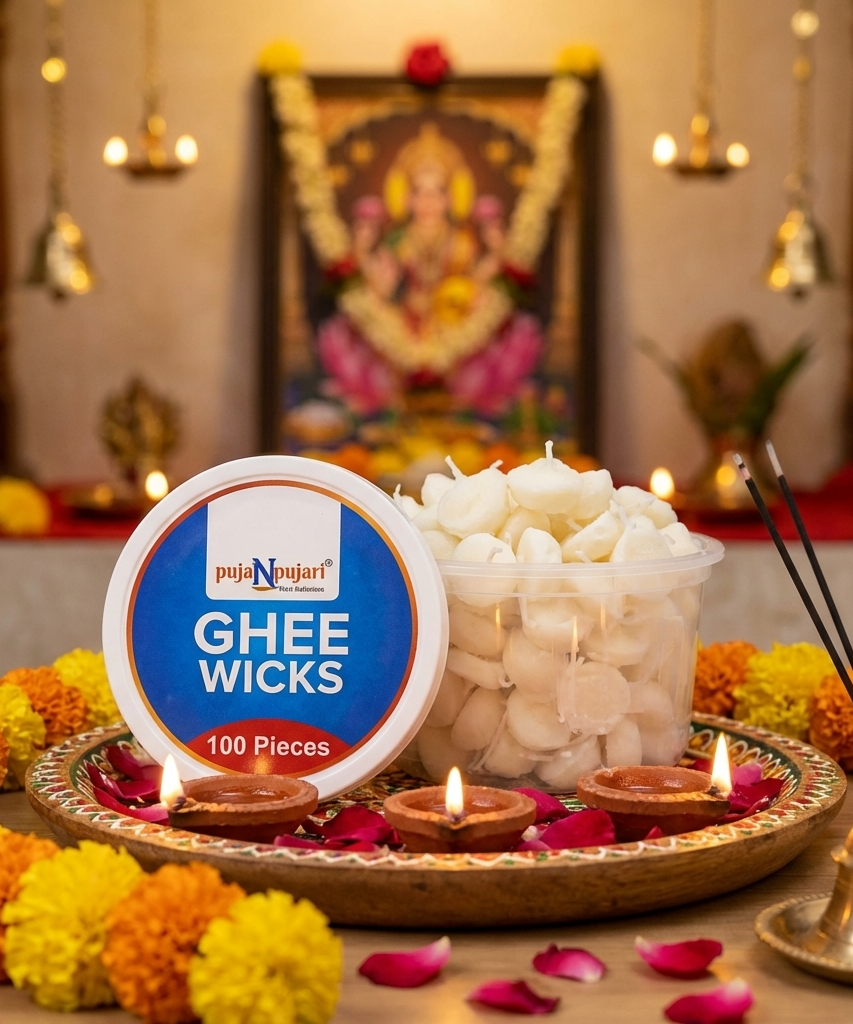 Readymade Ghee Wicks Diya Batti - 100 Pcs