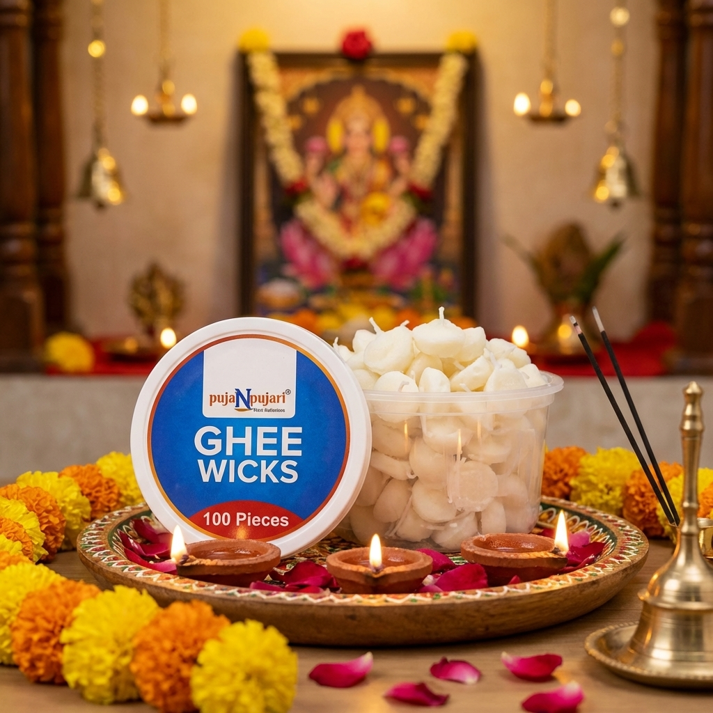 Readymade Ghee Wicks Diya Batti - 100 Pcs