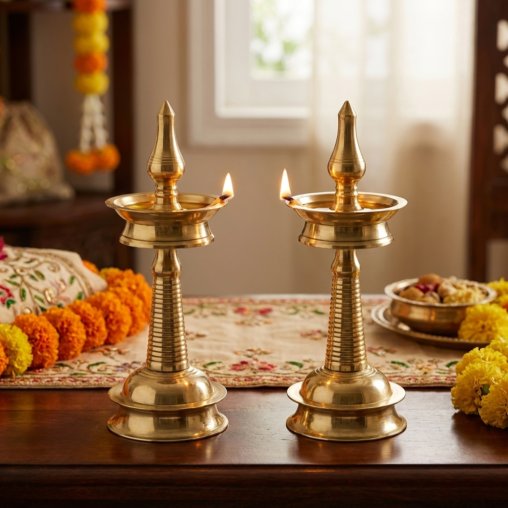 Brass Kerala nilavilakku Diya Traditional Lamps