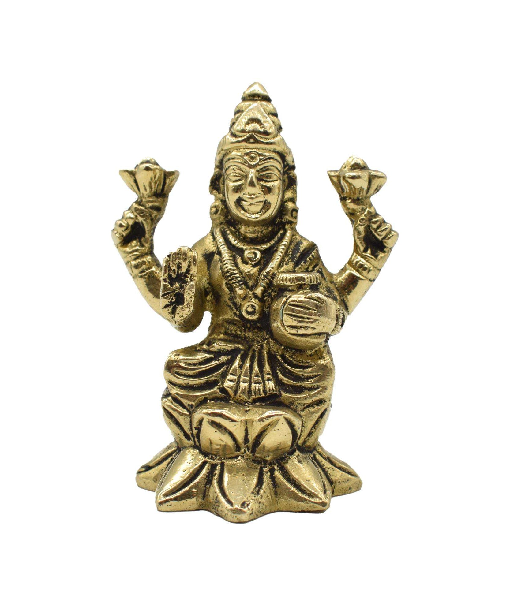Brass Lakshmi Devi sitting on lotus
