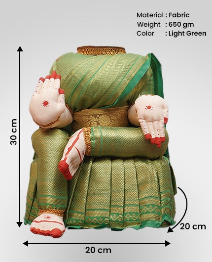 Lakshmi Idol For Varalakshmi Vratham Light Green Saree