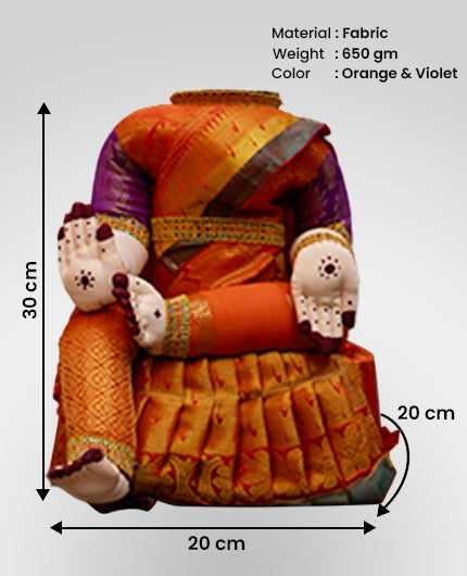 Lakshmi Idol For Varalakshmi Vratham Orange Saree