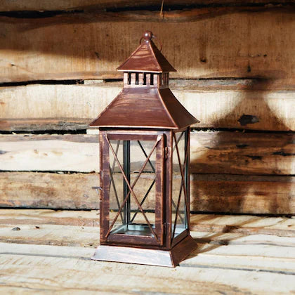 Decorative Lantern Candle Holder Black Metal Glass