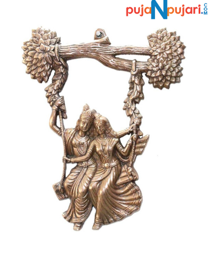 Metal Radha Krishna Jhula Wall Hanging