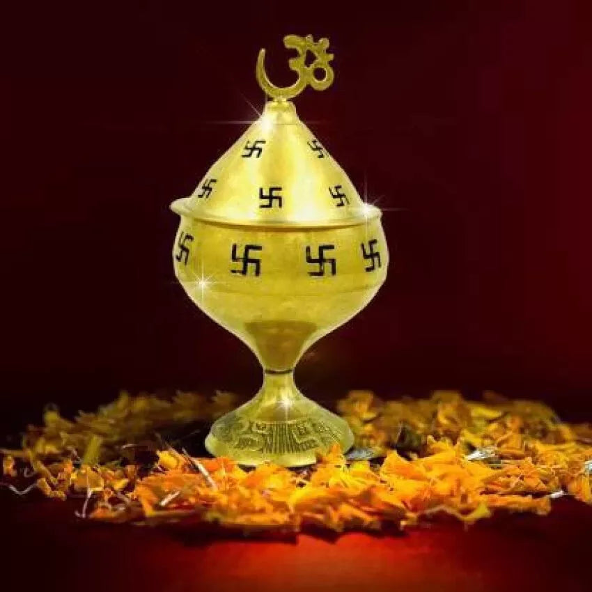 Brass Om and Swastik Diya With Cover