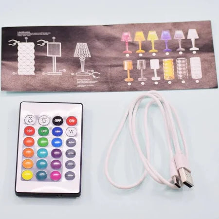 Portable Crystal Table Lamp,16 Color Touch Control Rechargeable