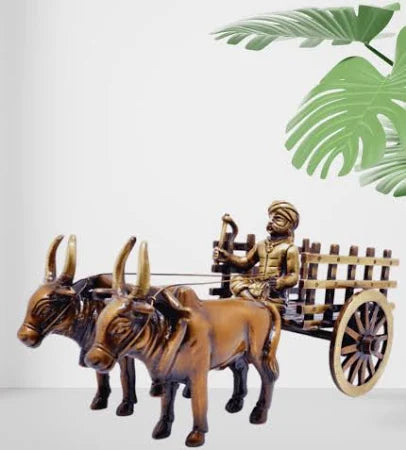 Brass Indian Village Bullock Cart Showpiece
