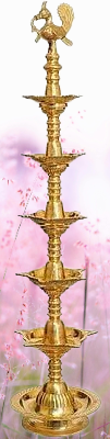 TRADITIONAL BRASS PEACOCK DIYA 4 FEET HEIGHT.