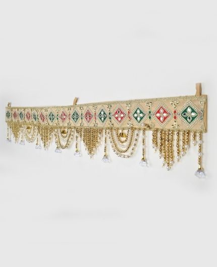 Toran with Gold Beads Mirror Work for Door