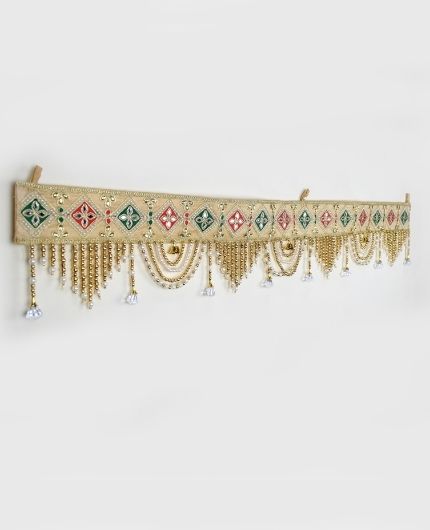 Toran with Gold Beads Mirror Work for Door