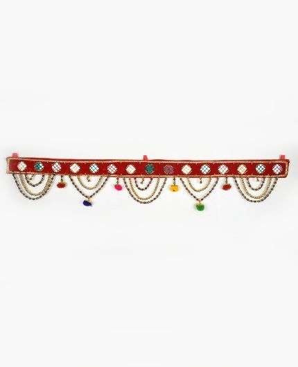 Handmade Toran with Mirror Work Multicolor Beads