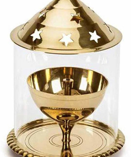 Akhand Diya with Glass Cover for Pooja & Diwali Decoration