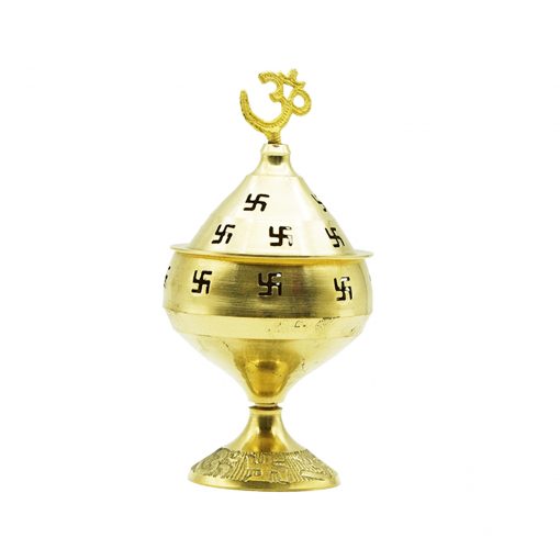 Brass Om and Swastik Diya With Cover - Image 4