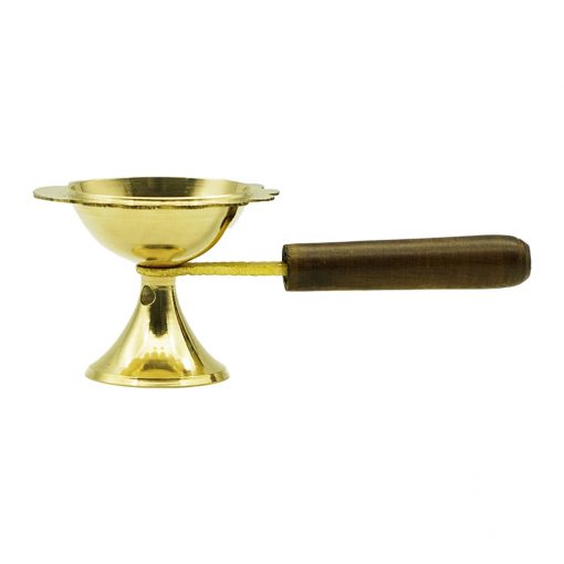 Brass Kapoor Aarti Diya With Handle - Image 3