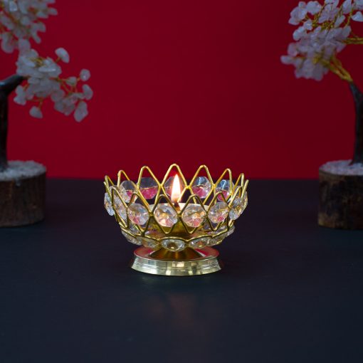 Lotus Design Crystal Diya Akhand Jyoti