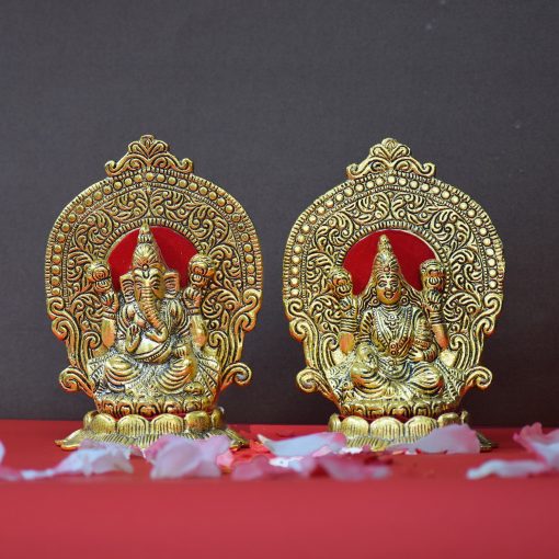 Metal Lakshmi Ganesh Murti  Idol for Home Puja - Image 2