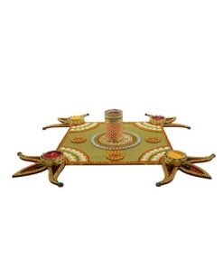 Stone Design Acrylic Rangoli with Tealight Candle Holder